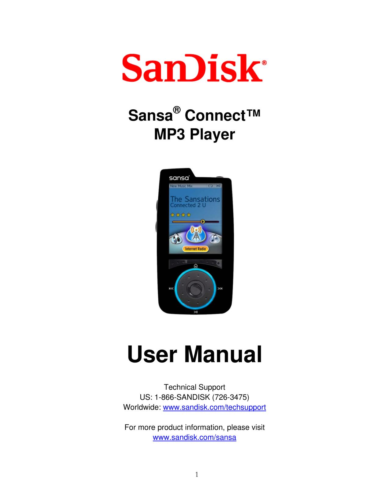 Sæt tøj væk sende chef SanDisk Sansa Sansa Connect 4GB User manual : Free Download, Borrow, and  Streaming : Internet Archive